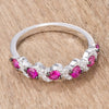 WildKlass .18Ct Rhodium Plated and Hematite Plated S Shape Fuschia and Clear CZ Half Eternity Band-WildKlass Jewelry
