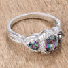 WildKlass 1.43Ct Rhodium Plated & Hematite Plated Mystic & Clear CZ Three Stone Twisted Shank Ring-WildKlass Jewelry