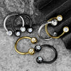 WILDKLASS 6 Pcs Value Pack Front Facing Gem Set Balls IP Over 316L Surgical Steel Circular/Horseshoes for Nipple, Septum and Ear Cartilage Piercings-WildKlass Jewelry