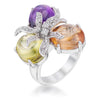 WildKlass Triple Bead Floral Ring-WildKlass Jewelry