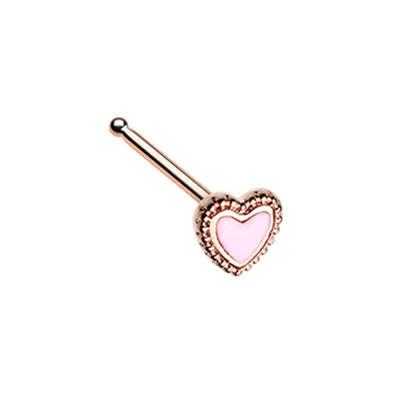 Golden & Rose Gold Doily Valentine Heart L-Shape& Stud Nose Ring-WildKlass Jewelry