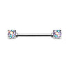 Golden & Silver & Colored Multi Color Sprinkle Dot Multi Gem Prong Set Nipple Barbell Ring-WildKlass Jewelry
