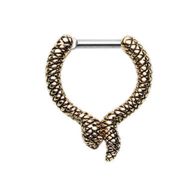 Gold Slithering Snake Septum Clicker-WildKlass Jewelry