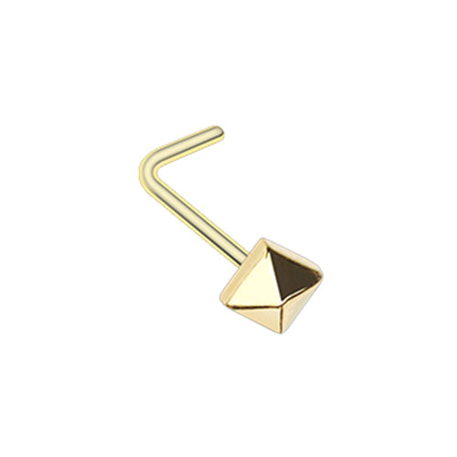 Golden & Rose Gold & Silver Pyramid L-Shape & Stud Nose Ring-WildKlass Jewelry