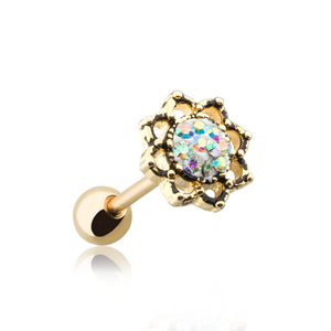 Golden Lotus Sprinkle Dot Filigree WildKlass Cartilage Tragus Earring-WildKlass Jewelry