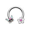 Rose Gold & Silver Spring Butterfly Flower Horseshoe Circular Barbell-WildKlass Jewelry