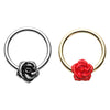Golden Red & Silver Rose Petal Steel Captive Bead Ring-WildKlass Jewelry