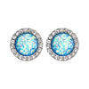 Silver, Golden, Rose Gold, Teal Round Crown Faceted Jeweled Combo Ear Stud Earrings-WildKlass Jewelry