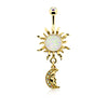 Rose Gold & Gold & Candy Opal Celestial Sun Moon Belly Button Ring-WildKlass Jewelry