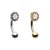 Silver & Gold Lotus Sprinkle Dot Filigree Curved Barbell Eyebrow Ring-WildKlass Jewelry