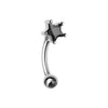 Golden & Silver Star Gem Prong Curved Barbell Eyebrow Ring-WildKlass Jewelry