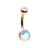 Silver & Golden & Rose Gold & Colorline Revo Double Ball Inlay Steel Belly Button Ring-WildKlass Jewelry
