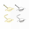 Silver, Gold Saturn Planet L-Shape, Stud Nose Ring-WildKlass Jewelry