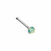 Gold, Silver Prong Set Opalite Gem Top Steel L-Shaped, Stud Nose Ring-WildKlass Jewelry