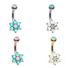 Silver & Golden & Rose Gold Admirable Glitter Opal Flower Belly Button Ring-WildKlass Jewelry