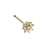 Silver & Gold Gleaming CZ Flower L-Shape & Stud Nose Ring-WildKlass Jewelry