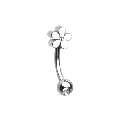 Grand Plumeria Flower WildKlass Curved Barbell Eyebrow Ring-WildKlass Jewelry