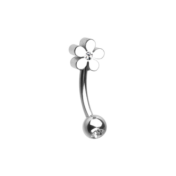 Grand Plumeria Flower WildKlass Curved Barbell Eyebrow Ring-WildKlass Jewelry