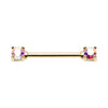 Silver & Golden & Rose Gold Double Prong Brilliant Sparkle Gem Nipple Barbell Ring-WildKlass Jewelry