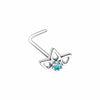 Gold, Rose Gold, Silver Sparkling Ornate Lotus L-Shape & Stud Nose Ring-WildKlass Jewelry