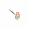 Gold, Rose Gold, Silver Sparkling Ornate Paisley L-Shape, Stud Nose Ring-WildKlass Jewelry