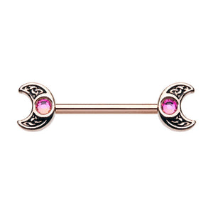 WILDKLASS Rose Gold Treasure Celtic Moon Nipple Barbell Ring-WildKlass Jewelry