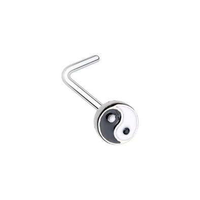 WILDKLASS Enamel Yin Yang L-Shape Nose Ring-WildKlass Jewelry