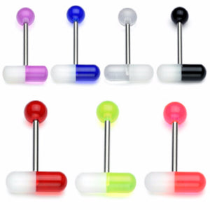 Acrylic 2-Color Pill WildKlass Barbell (Sold by Piece)-WildKlass Jewelry
