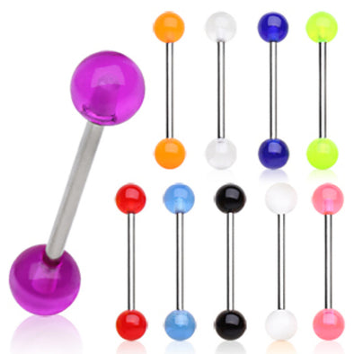 316L Surgical Steel Barbell with UV Coated Acrylic Balls-WildKlass Jewelry