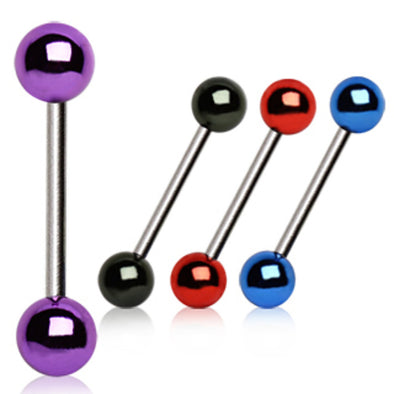 316L Surgical Steel Barbell with Vacuum-Coated Metallic Acrylic Balls-WildKlass Jewelry