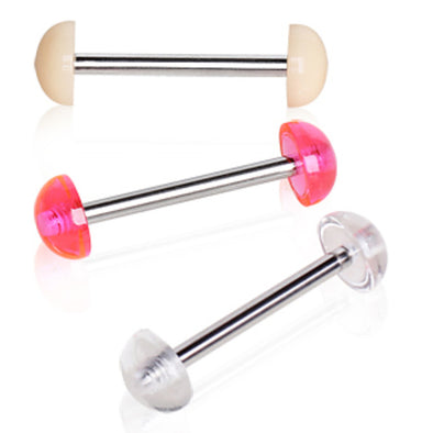 316L Surgical Steel Barbell with UV Coated Acrylic Domes-WildKlass Jewelry