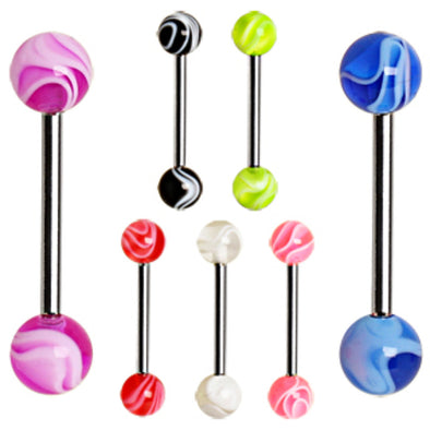 316L Surgical Steel Barbell with UV Marble Balls-WildKlass Jewelry