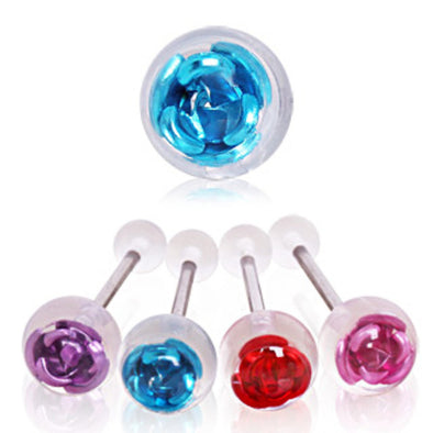 Captured Metal Rose UV Acrylic Ball Barbell-WildKlass Jewelry