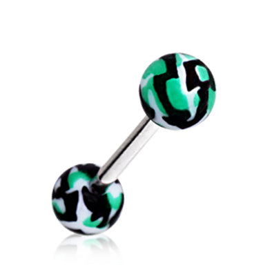 UV Acrylic Green Camouflage Barbell-WildKlass Jewelry