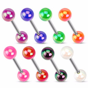 Metallic Coated Acrylic WildKlass Ball 316L Surgical Steel WildKlass Barbell (Sold by Piece)-WildKlass Jewelry