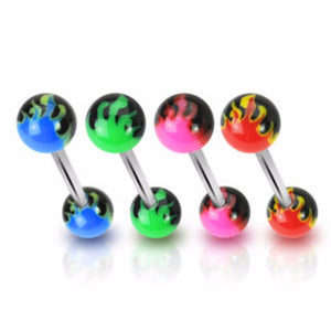 Flame Acrylic WildKlass Balls 316L Surgical Steel 14G WildKlass Barbell (Sold by Piece)-WildKlass Jewelry