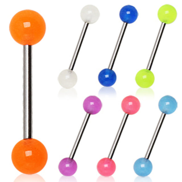316L Surgical Steel Barbell with Glow in the Dark Balls-WildKlass Jewelry