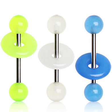316L Surgical Steel Barbell with Glow in the Dark Balls and Ring-WildKlass Jewelry