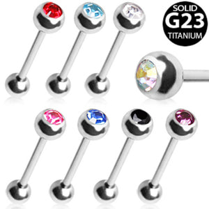 Grade 23 Titanium Barbell with Gem Balls-WildKlass Jewelry