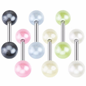 Pearlish Coat Acrylic WildKlass Balls 316L Surgical Steel WildKlass Barbell (Sold by Piece)-WildKlass Jewelry