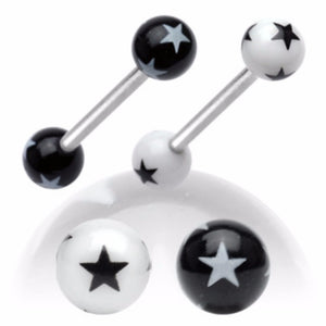 Multi Star Acrylic WildKlass Balls 316L Surgical Steel WildKlass Barbell (Sold by Piece)-WildKlass Jewelry