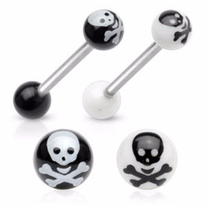 Crossbone Acrylic WildKlass Balls 316L Surgical Steel WildKlass Barbell (Sold by Piece)-WildKlass Jewelry