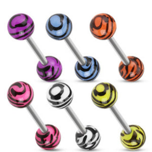 316L Surgical Steel WildKlass BarbellAssorted Color Tiger Print Acrylic WildKlass Balls 120pc Pack (20pcs x 6 colors)-WildKlass Jewelry