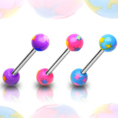 Multi Colored Starburst Acrylic WildKlass Ball 316L Surgical Steel WildKlass Barbell (Sold by Piece)-WildKlass Jewelry