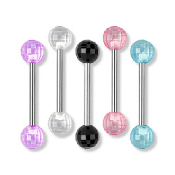 100pcs Acrylic Faceted Disco WildKlass Ball WildKlass Barbell Mix (20pcs x 5 colors)-WildKlass Jewelry