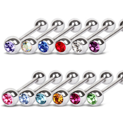 316L Surgical Steel Barbell with a Gem Ball-WildKlass Jewelry