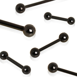 Black PVD Plated 316L Surgical Steel WildKlass Barbell with Two Balls-WildKlass Jewelry
