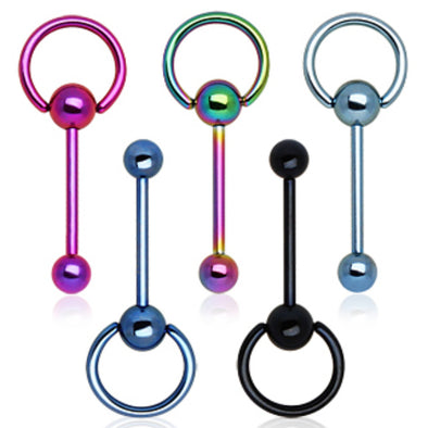 PVD Plated 316L Surgical Steel Barbell with One Slave Ring Ball and One Ball (Sold Indvidually)-WildKlass Jewelry