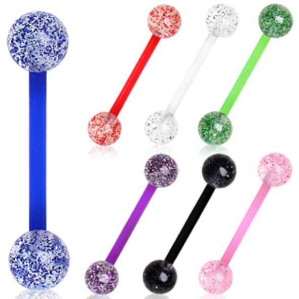 BioFlex Barbell with Metallic Glitter Balls-WildKlass Jewelry