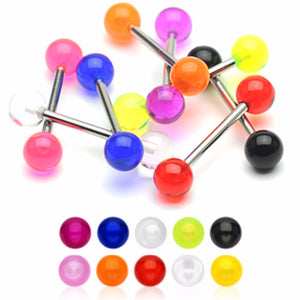 14G 316L WildKlass Barbell w/ Acrylic WildKlass Ball (Sold by Piece)-WildKlass Jewelry